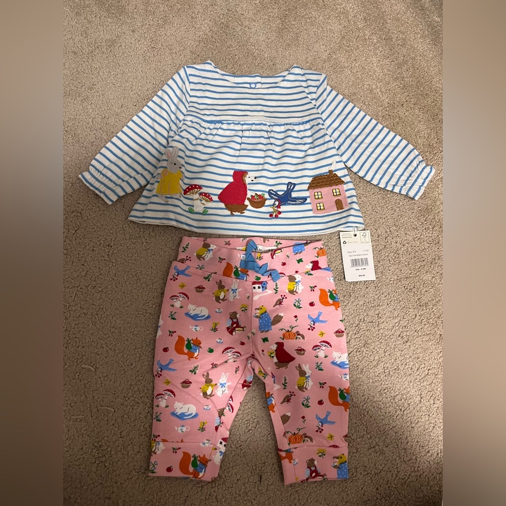 NWT Baby Boden Girl Pink Bedtime Stories Set